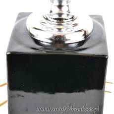 Lampa stołowa, geometryczna linia, ceramika i chrom Maison Barbie ? Francja lata 70-te 50/64cm