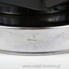 Lampa stołowa, geometryczna linia, ceramika i chrom Maison Barbie ? Francja lata 70-te 50/64cm