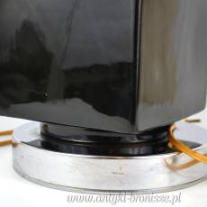 Lampa stołowa, geometryczna linia, ceramika i chrom Maison Barbie ? Francja lata 70-te 50/64cm