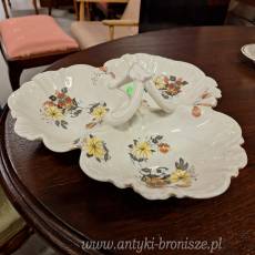 Patera apperitif 3 komory z raczka, malowana w kwiaty porcelana francuska sygn. Limoges - poz. 4575