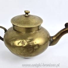 Samowar mosiężny z tacą, płukalnicą i czajniczkiem Rosja XIX/XXw