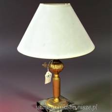 Lampka stolikowa mosiądz marmur Belgia/ Francja  lata 20te nowy abażur WYPRZEDAŻ