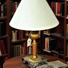 Lampka stolikowa mosiądz marmur Belgia/ Francja  lata 20te nowy abażur WYPRZEDAŻ