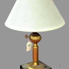 Lampka stolikowa mosiądz marmur Belgia/ Francja  lata 20te nowy abażur WYPRZEDAŻ