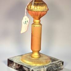 Lampka stolikowa mosiądz marmur Belgia/ Francja  lata 20te nowy abażur WYPRZEDAŻ