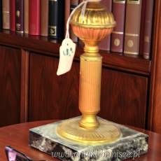 Lampka stolikowa mosiądz marmur Belgia/ Francja  lata 20te nowy abażur WYPRZEDAŻ