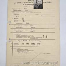 Niemiecki kwestionariusz personalny ( do Volkslisty ) okres II wojny światowej