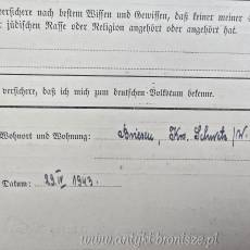 Niemiecki kwestionariusz personalny ( do Volkslisty ) okres II wojny światowej