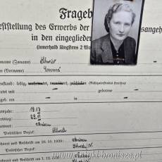 Niemiecki kwestionariusz personalny ( do Volkslisty ) okres II wojny światowej