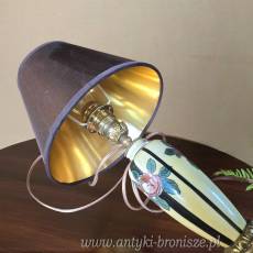 Lampa nocna Art Deco Boch Frères Keramis Belgia lata 30te wys.34cm z abażurem WYPRZEDAŻ