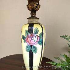 Lampa nocna Art Deco Boch Frères Keramis Belgia lata 30te wys.34cm z abażurem WYPRZEDAŻ