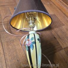 Lampa nocna Art Deco Boch Frères Keramis Belgia lata 30te wys.34cm z abażurem WYPRZEDAŻ