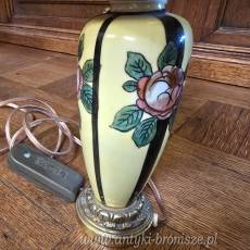 Lampa nocna Art Deco Boch Frères Keramis Belgia lata 30te wys.34cm z abażurem WYPRZEDAŻ