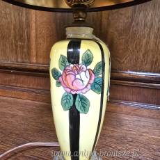 Lampa nocna Art Deco Boch Frères Keramis Belgia lata 30te wys.34cm z abażurem WYPRZEDAŻ