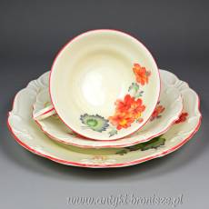 Zestaw śniadaniowy Tiefenfurt Parowa porcelana śląska lata 20/30te