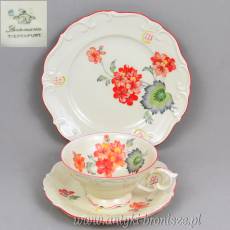 Zestaw śniadaniowy Tiefenfurt Parowa porcelana śląska lata 20/30te