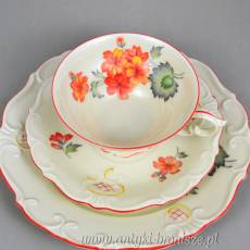 Zestaw śniadaniowy Tiefenfurt Parowa porcelana śląska lata 20/30te