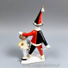 2 Klauny Arlekin Art Deco Hollohaza Węgry wys.21cm