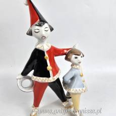2 Klauny Arlekin Art Deco Hollohaza Węgry wys.21cm