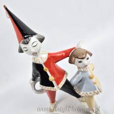 2 Klauny Arlekin Art Deco Hollohaza Węgry wys.21cm