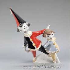 2 Klauny Arlekin Art Deco Hollohaza Węgry wys.21cm