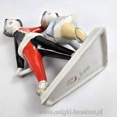 2 Klauny Arlekin Art Deco Hollohaza Węgry wys.21cm