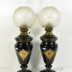 Imponujaca para lamp naftowych (2 szt.) z matowymi abażurami - poz. 6824