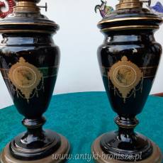 Imponujaca para lamp naftowych (2 szt.) z matowymi abażurami - poz. 6824