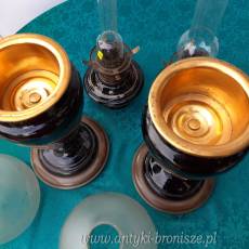 Imponujaca para lamp naftowych (2 szt.) z matowymi abażurami - poz. 6824