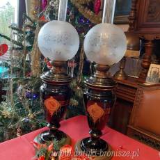 Imponujaca para lamp naftowych (2 szt.) z matowymi abażurami - poz. 6824