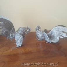 Koguty w ataku ( para ) z posrebrzanego metalu - poz. 3290