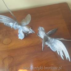 Koguty w ataku ( para ) z posrebrzanego metalu - poz. 3290