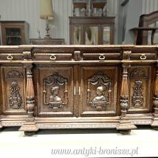 Stylowy dębowy bufet z XIX wieku, pochodzący z Polski