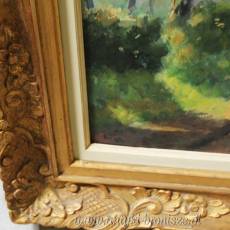 Olej na desce   ,, Droga do fermy ,, Podpisany R . Ganip 44  Belgia 77/67 cm