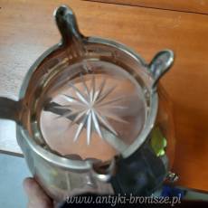 Platerowy koszyk (bomboniera) ze szklanym wkladem z podwojnym szlifem - poz. 4433