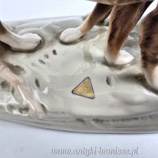 Podwójna figurka psy myśliwskie Retriever i Pointer Royal Dux czeskie Art Nouveau poł. XXw