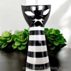 Wazonik kot sygnowany Zsolnay dekoracja a'la picasso porcelana węgierska lata 60-te