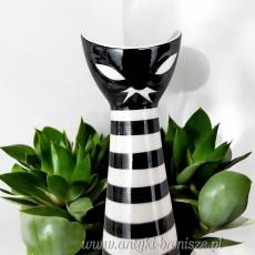 Wazonik kot sygnowany Zsolnay dekoracja a'la picasso porcelana węgierska lata 60-te