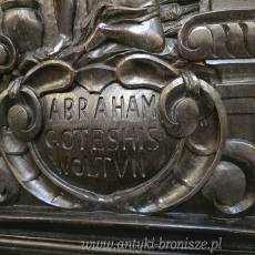 Antyczny kredens pałacowy (bieliźniarka) dębina, płaskorzeźby o tematyce religijnej XIXw - unikat