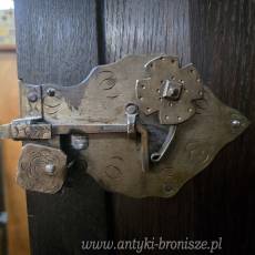 Antyczny kredens pałacowy (bieliźniarka) dębina, płaskorzeźby o tematyce religijnej XIXw - unikat