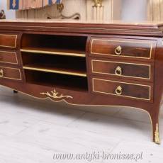 Komoda Szafa pod TV Styl Barok - Marmurowy Blat - Drewno, 6 Szuflad