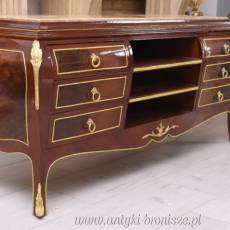 Komoda Szafa pod TV Styl Barok - Marmurowy Blat - Drewno, 6 Szuflad