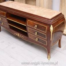 Komoda Szafa pod TV Styl Barok - Marmurowy Blat - Drewno, 6 Szuflad