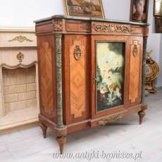 Pałacowa Drewniana Komoda z Malunkami - Szafa, Komoda + Marmur Blat