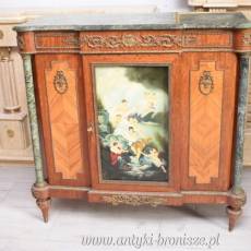 Pałacowa Drewniana Komoda z Malunkami - Szafa, Komoda + Marmur Blat