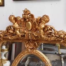 Złote Herbowe Lustro - Amory Anioły - Owal 182 x 101 cm - Dekor Cudo