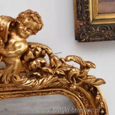 Złote Herbowe Lustro - Amory Anioły - Owal 182 x 101 cm - Dekor Cudo