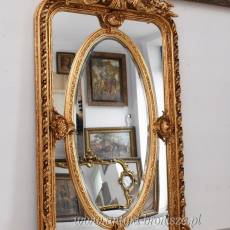 Złote Herbowe Lustro - Amory Anioły - Owal 182 x 101 cm - Dekor Cudo