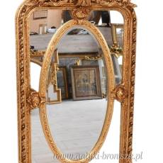Złote Herbowe Lustro - Amory Anioły - Owal 182 x 101 cm - Dekor Cudo