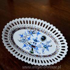 WYPRZEDAŻ Półmisek koszyk ażurowy wzór cebulowy porcelana lata 20te